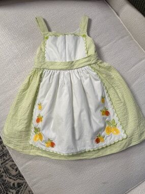 Janie & Jack Light Green & White Striped SunDress w/bloomers 100% Cotton